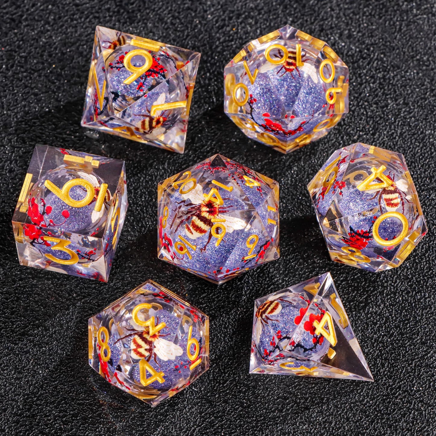 7-Piece Resin Sharp-Edge Polyhedral Dice Set for D&D & RPGs - D20 D12 D10 D8 D6 D4