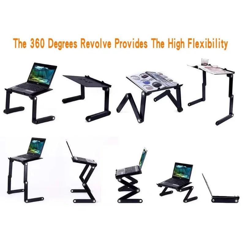 Adjustable Aluminum Laptop Lapdesk with Cooling Fan and Mouse Pad for 11–15.6-Inch Laptops