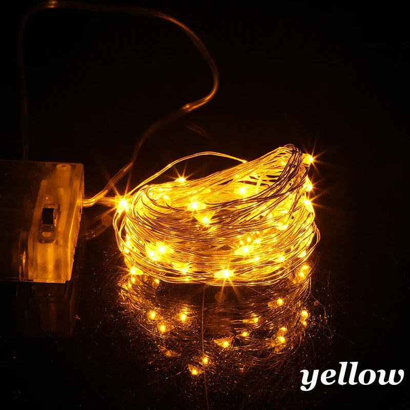 Battery Operated LED Fairy Lights – Copper Wire String Lights for Bedroom, Christmas & Parties | 20–100 LEDs, 2–10 m (6.6–32.8 ft), AA Powered, Multicolor