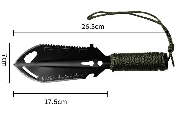 6-in-1 Folding Survival Shovel — Portable Camping, Hiking & Garden Tool with Saw, Knife, Ruler and Hex Wrench