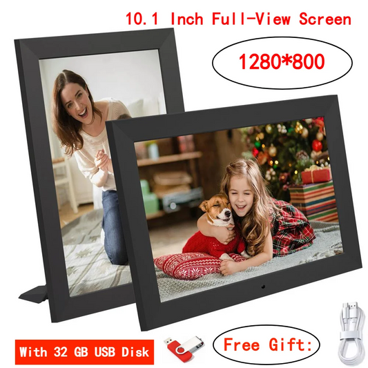 10.1-Inch (25.7 cm) Digital Photo Frame 1280x800 IPS HD — Remote Control, Video & Music, Clock Calendar