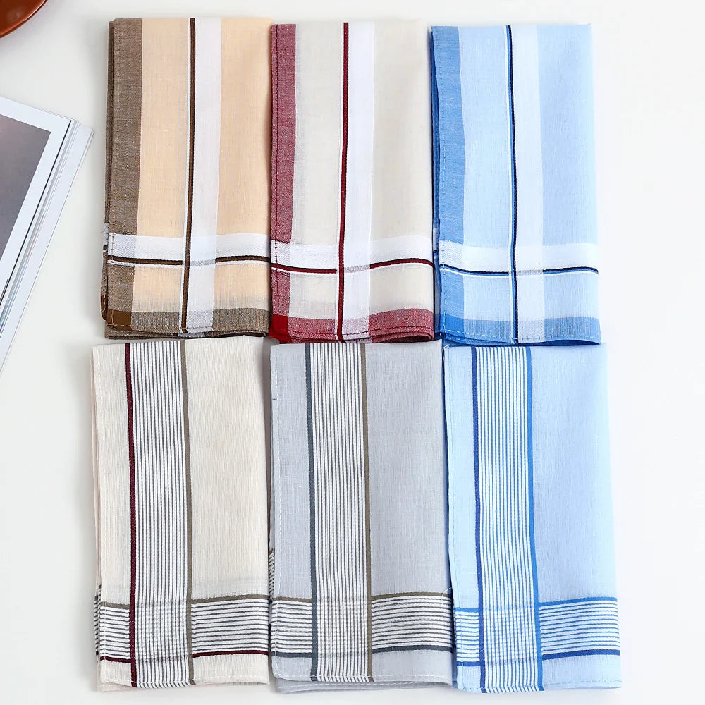 12-Pack Men's Pure Cotton Handkerchiefs Classic Plaid Pocket Squares for Suits & Wedding Favors