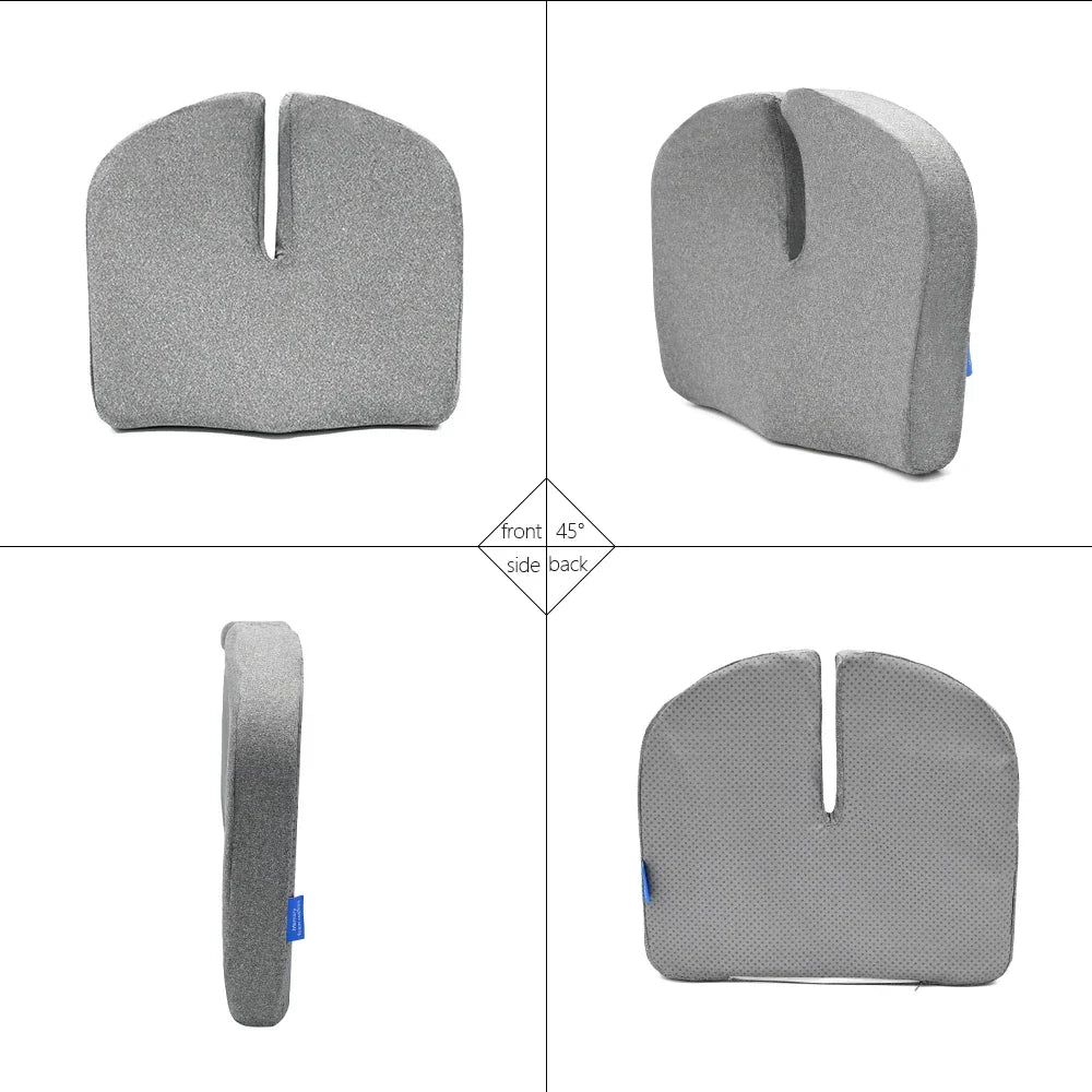 Orthopedic Memory Foam Coccyx Seat Cushion - Tailbone & Sciatica Relief Non-Slip for Office and Car