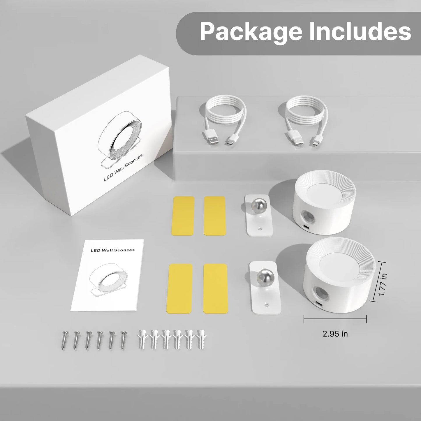 Rechargeable LED Wall Lamp 2000mAh — 360° Rotating Touch Sconce, Adjustable Color Temp & Dimmable Modern Nordic Bedroom Light
