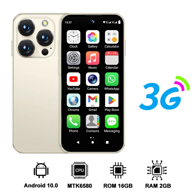 Mini Android Smartphone 3.88 in (9.86 cm) HD Display, 4G LTE Unlocked, 4GB/128GB or 2GB/16GB, 2000mAh Battery
