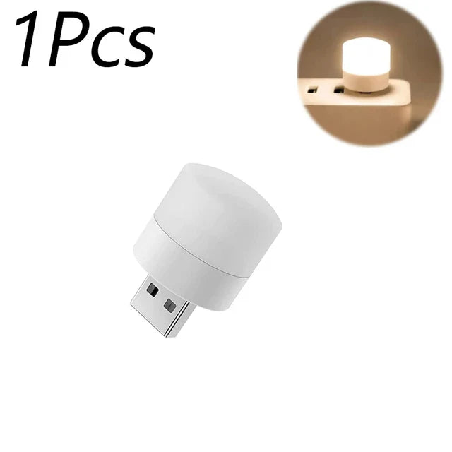 Mini USB Plug-In Night Light LED Warm/White Eye-Friendly Reading Light (1/3/5/10 Pack)