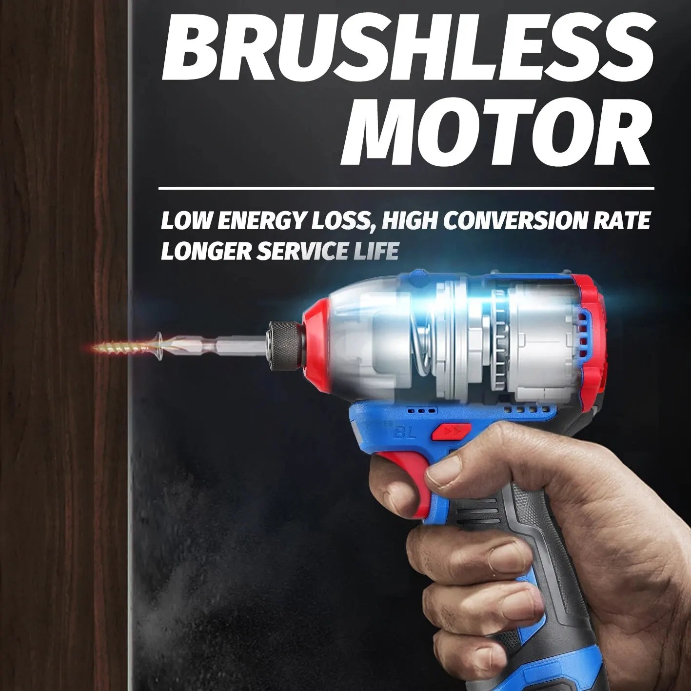 Brushless 16.8V Cordless Electric Screwdriver, 160 Nm Torque Impact Drill, Multi-Function