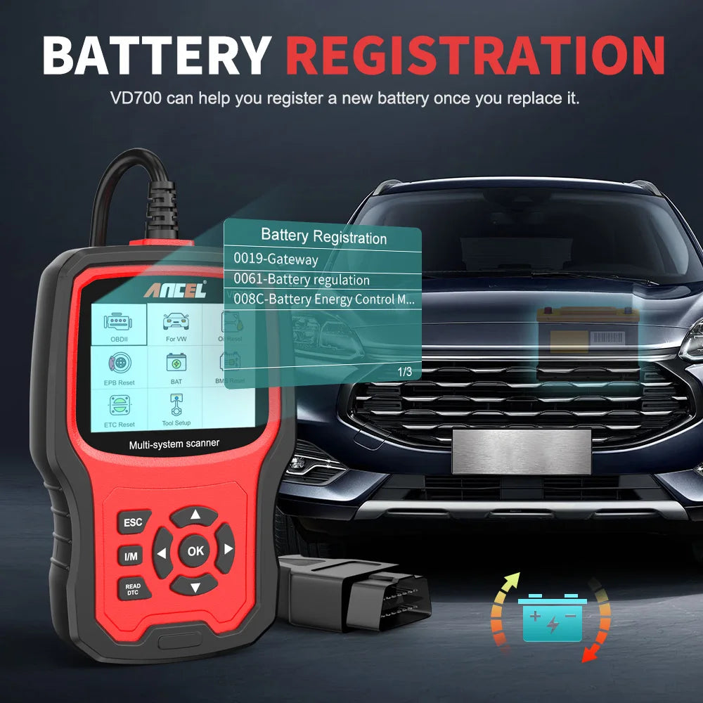 Professional OBD2 Scanner for VW Audi Seat Skoda — Full-System Code Reader with Oil, EPB, SAS & TPMS Reset