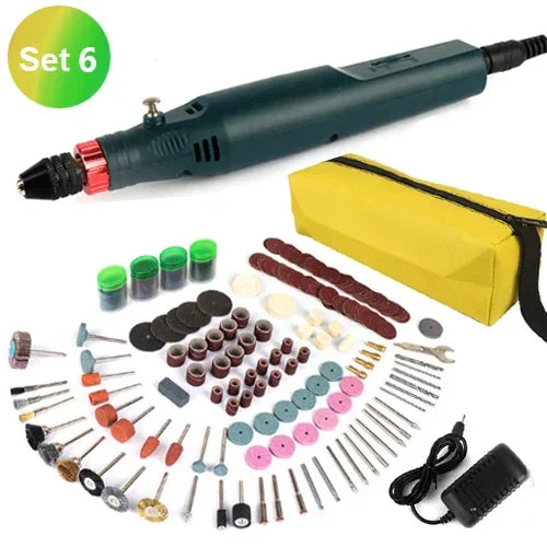 12V 24W Mini Electric Rotary Tool 2000-18000 RPM Handheld Drill Grinder with Precision Chuck