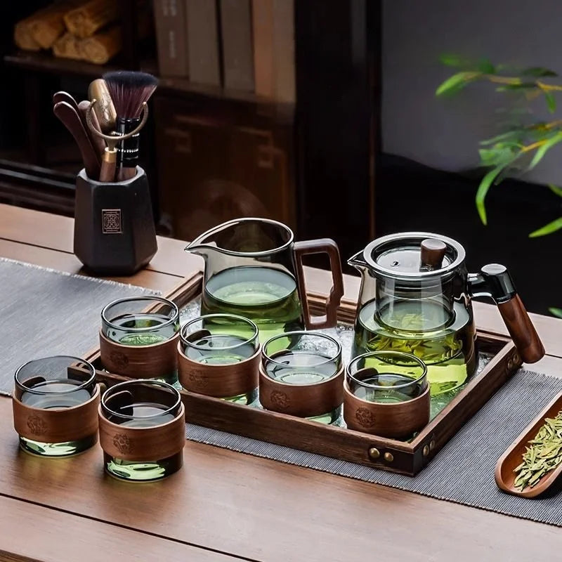 600ml (20.3oz) Borosilicate Glass Teapot with 120ml (4.1oz) Teacups - Clear Loose Leaf & Flower Tea Set