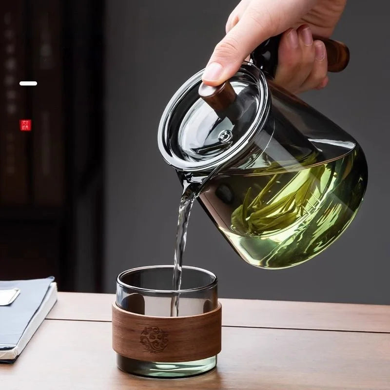 600ml (20.3oz) Borosilicate Glass Teapot with 120ml (4.1oz) Teacups - Clear Loose Leaf & Flower Tea Set