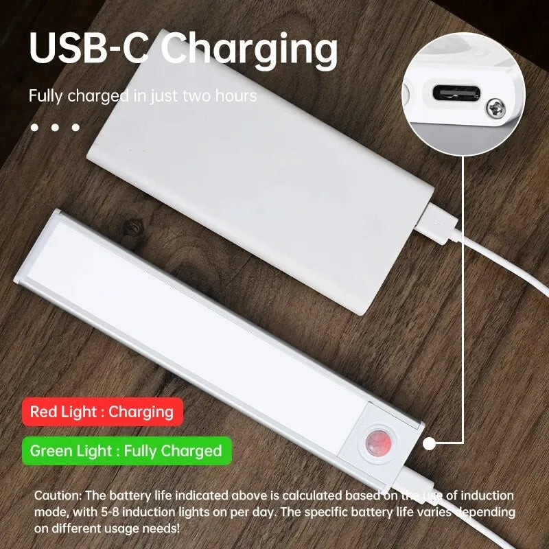 Rechargeable Motion Sensor LED Night Light Rectangle 50cm (19.7 in) Emergency Light