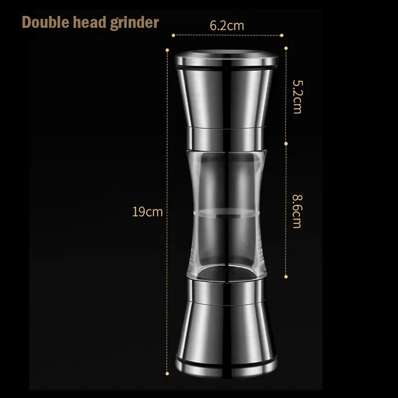 2-in-1 Salt & Pepper Grinder - 304 Stainless Steel Manual Mill with Dual Chambers & Adjustable Coarseness