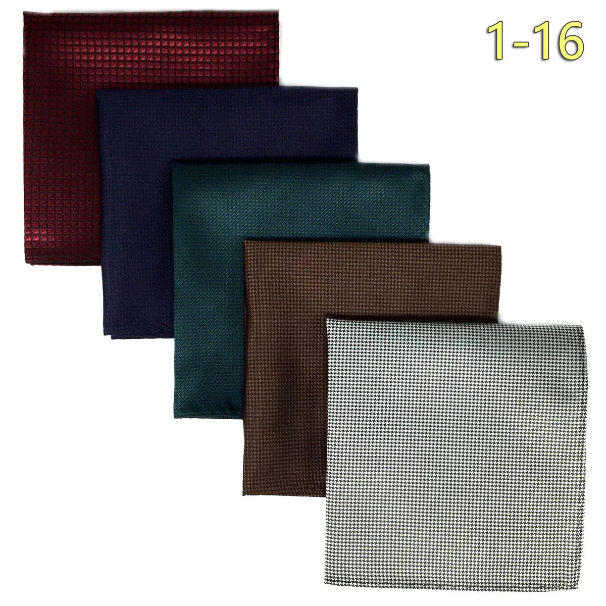 5-Pack Men's Microfiber Pocket Squares 12.6 in (32 cm) - Jacquard Woven Wedding & Formal Handkerchiefs, Assorted Patterns