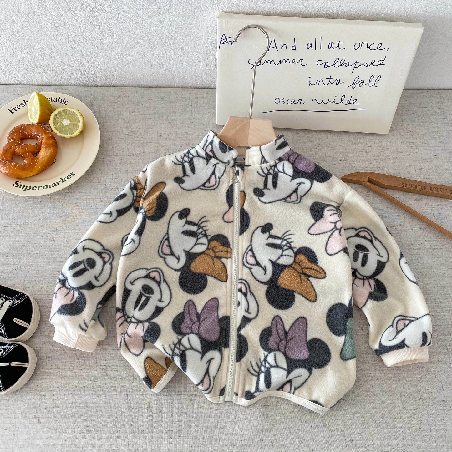 Unisex Kids Cartoon Print Corduroy Jacket - Lightweight Spring & Autumn Coat, Ages 0-6 Years