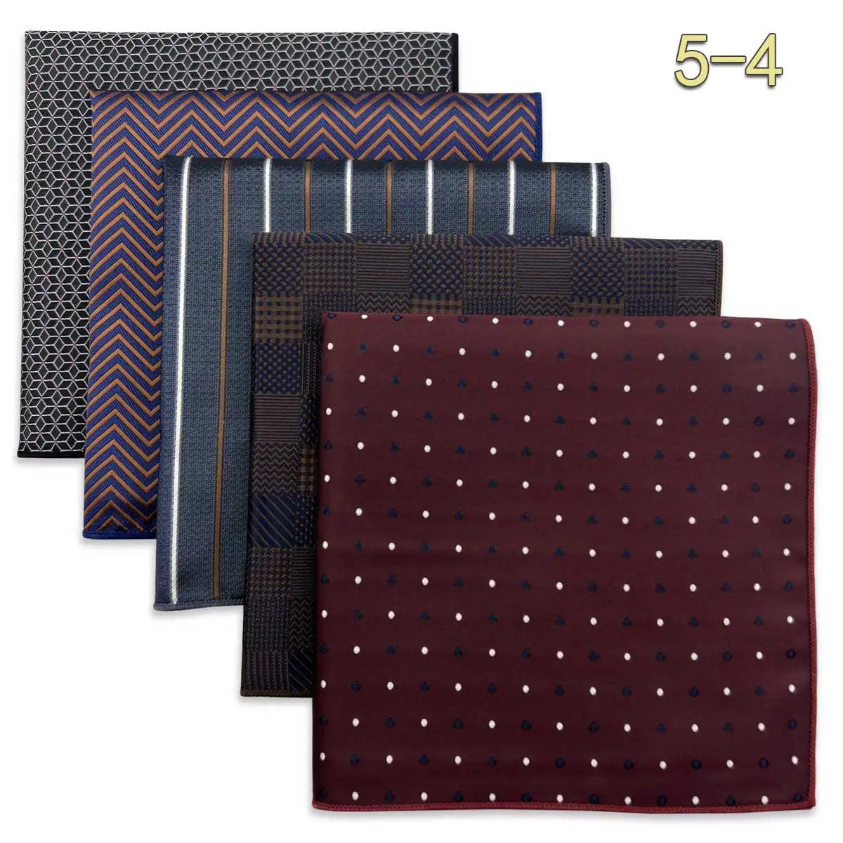 5-Pack Men's Microfiber Pocket Squares 12.6 in (32 cm) - Jacquard Woven Wedding & Formal Handkerchiefs, Assorted Patterns