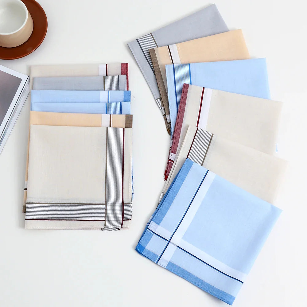 12-Pack Men's Pure Cotton Handkerchiefs Classic Plaid Pocket Squares for Suits & Wedding Favors