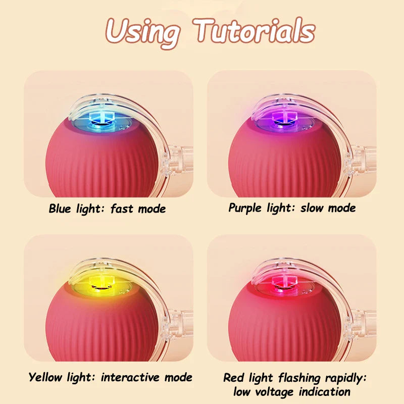 2-Pack Rechargeable Interactive Rolling Cat Ball Toy with Faux Tail — Smart Electric Pet Toy