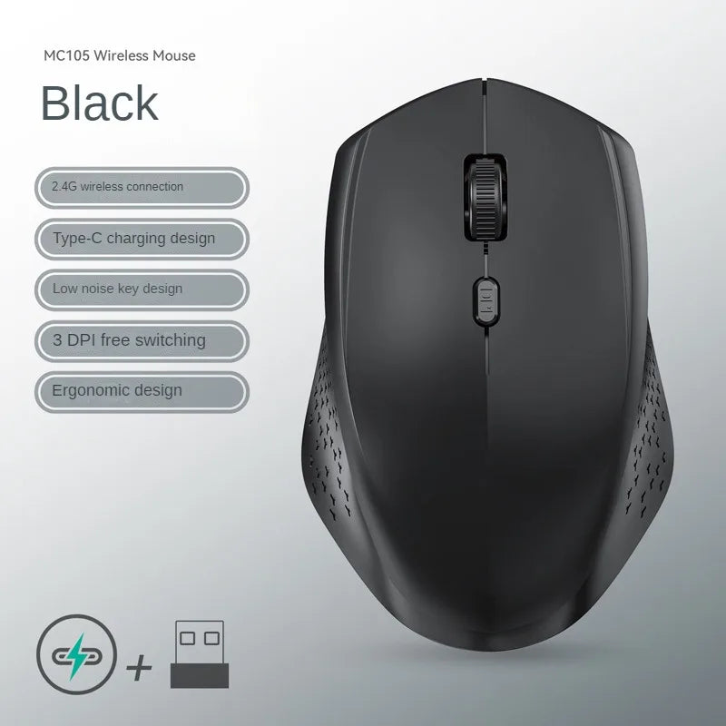 Bluetooth 5.2 + 2.4G Dual-Mode Wireless Mouse Rechargeable Silent 1600 DPI for Laptop Windows Mac Android